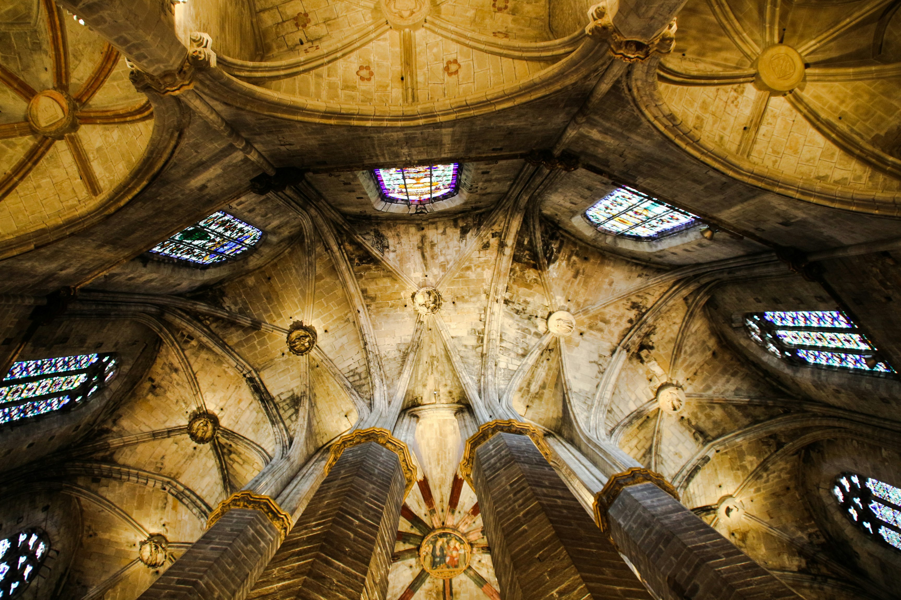 low angle photography of brown ceilings